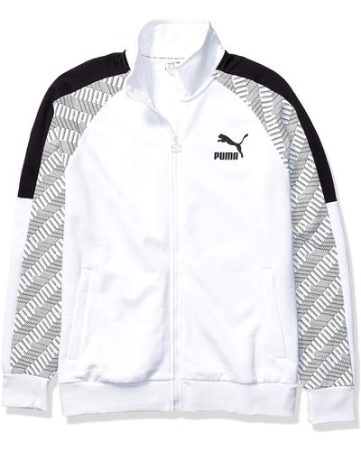 PUMA T7 Track Jacket All Over Print French Terry - Blanc