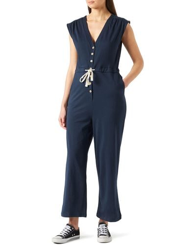 Springfield Effen Jumpsuit Voor - Blauw