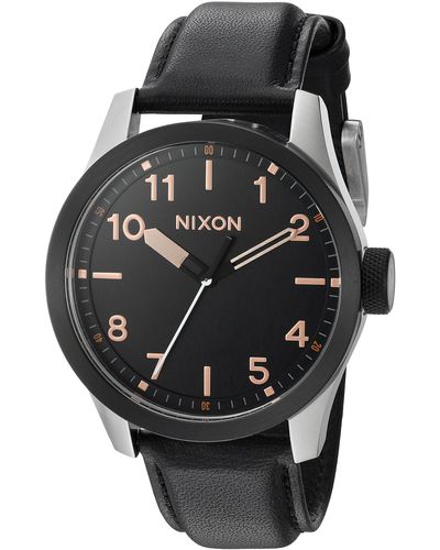 Nixon Analogue Japanese-quartz Watch With Leather Strap A9752051 - Black