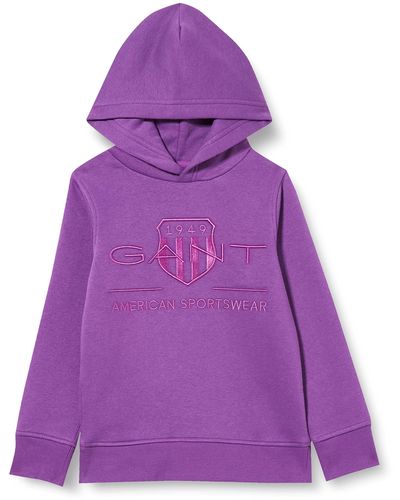 GANT Tonal Archive Shield Hoodie Hooded Sweatshirt - Purple