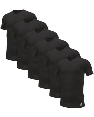 adidas Active Flex Cotton Lot de 6 maillots de corps à manches courtes en coton pour homme - Noir