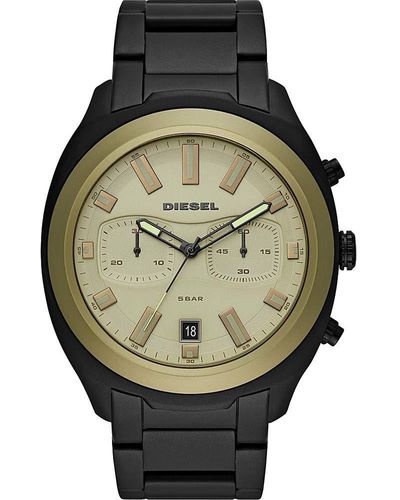 DIESEL Chronograph Tumbler Black Stainless Bracelet Watch 48mm Dz4497 - Green