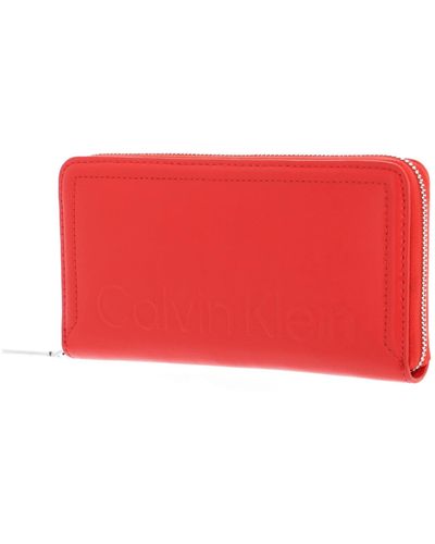Calvin Klein Minimal Hardware Zip Around Wallet L Deep Orange - Rouge