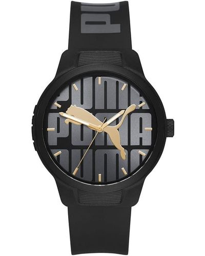 PUMA Reset V2 Polycarbonate Quartz Watch With Polyurethane Strap - Black