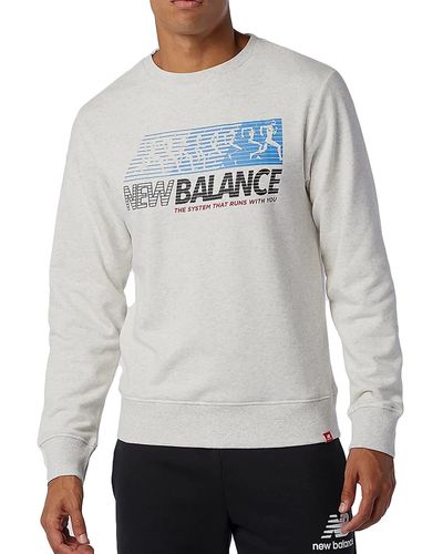 New Balance Sweatshirt für mit Rundhalsausschnitt Speed Weiß Code MT03509SAH - Grau