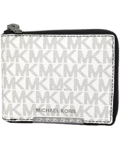 Michael Kors Cooper-Logo -Geldbörse mit umlaufendem Reißverschluss in hellem Weiß