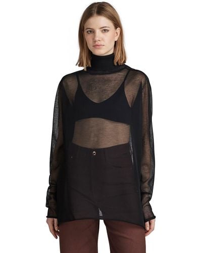 G-Star RAW Sheer Loose Turtle Knitted Pullover - Negro