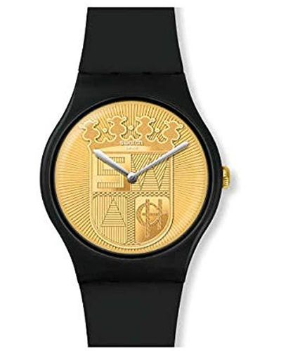 Swatch Unisex-Uhren Analog Quarz One Size Silikon 87885453 - Schwarz