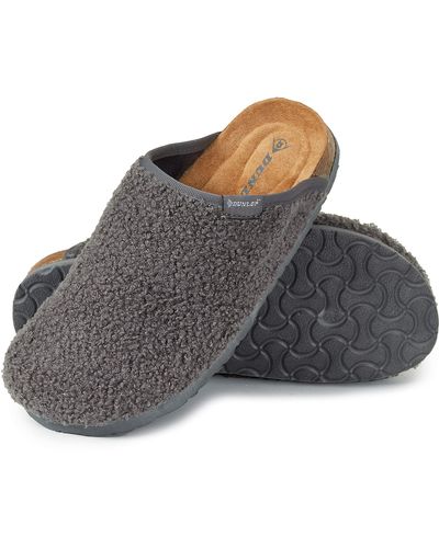 Dunlop Hausschuhe Pantoffeln mit rutschfester Sohle - Grau