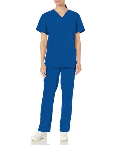 CHEROKEE Womens Top And Pant Medical Scrubs Set - Blue