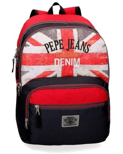 Pepe Jeans Calvin Doppelfach-Rucksack Mehrfarbig 32x45x15 cms Polyester 21.6L - Rot