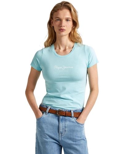 Pepe Jeans New Virginia Ss N Camiseta para Mujer - Azul