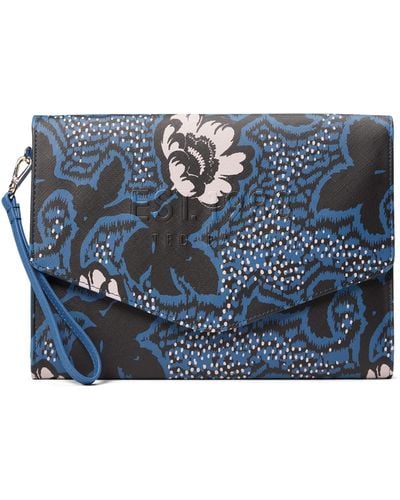 Ted Baker Denecon Grahpic Floral Pouch Clutch Bag With Detachable Wristlet In Dark Blue