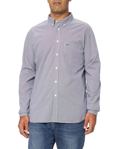 Lacoste Camicia Regular Fit in popeline di cotone a quadri blu 48