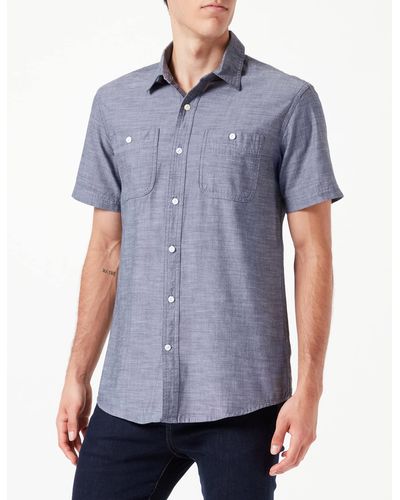 Amazon Essentials Shirt Met Slanke Pasvorm Voor Short-sleeve Chambray,grijs,3xl-4xl - Blauw