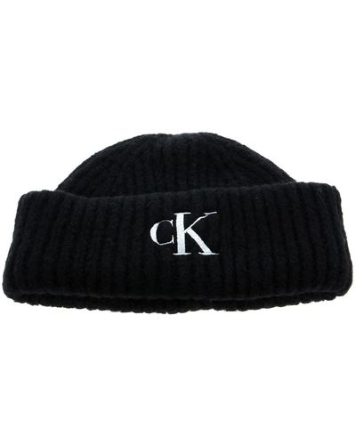 Calvin Klein CKJ Monogram Wool Blend Beanie Black - Nero