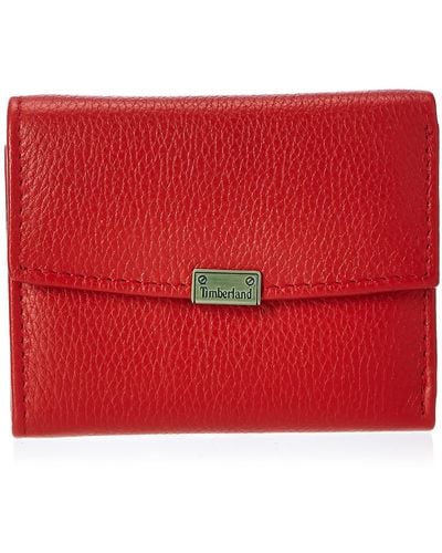 Timberland Leather RFID Small Indexer Snap Wallet Billfold - Rojo