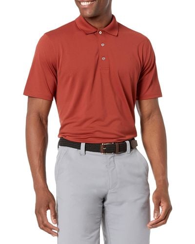 Amazon Essentials Schnell trocknendes Golf-Polohemd mit normaler Passform - Rot