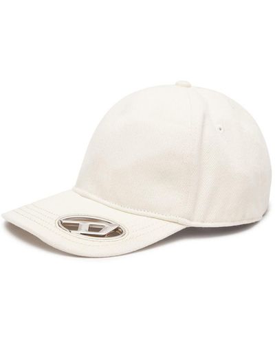 DIESEL Cappello da baseball con placca oval D - Bianco