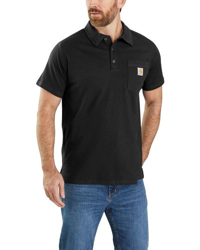 Carhartt Force Cotton Delmont Pocket Polo Shirt - Black