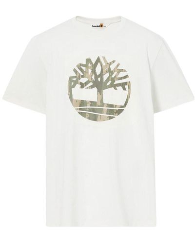 Timberland Camo Tree Logo T-shirt Voor - Wit