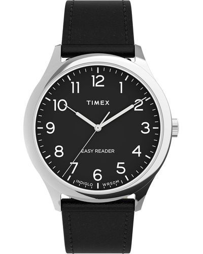 Timex Easy Reader Gen 1 40mm Quartz Leather Strap - Schwarz
