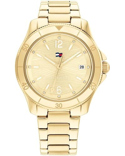 Tommy Hilfiger Ionic Thin Gold Plated Steel Case And Link Bracelet Watch - Metallic
