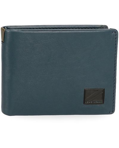 Pepe Jeans Marshal Horizontal Wallet With Purse Blue 11 X 8 X 1 Cm Leather - Green