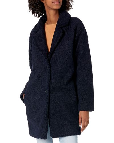 Amazon Essentials Giacca con Revers Oversize in Pile Teddy - Blu