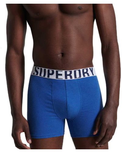 Superdry S DUAL Logo Double Pack Boxer Shorts - Blau