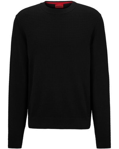HUGO Pullover aus Bio-Baumwolle mit Jacquard-Muster - Schwarz