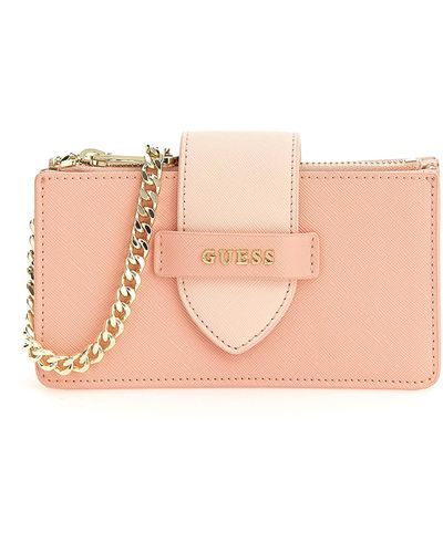 Guess Card Holder With Chain Woman - Pink