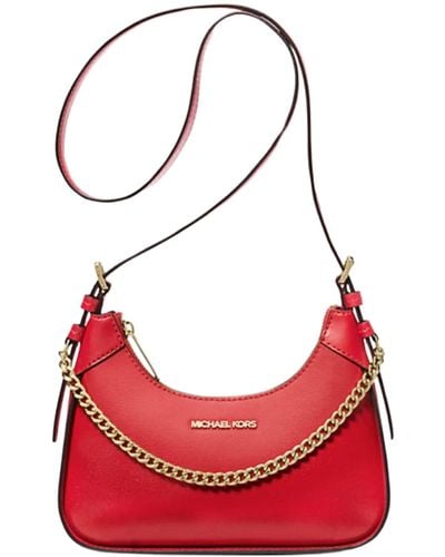 Michael Kors Wilma Leather Shoulder Bag - Red