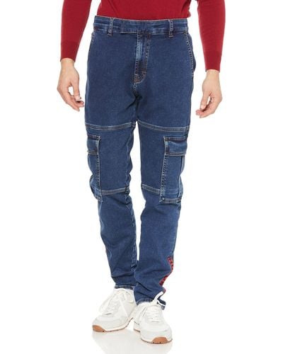 HUGO 634/2 Blaue Tapered-Fit Jeans aus Knit Denim Blau 34/34