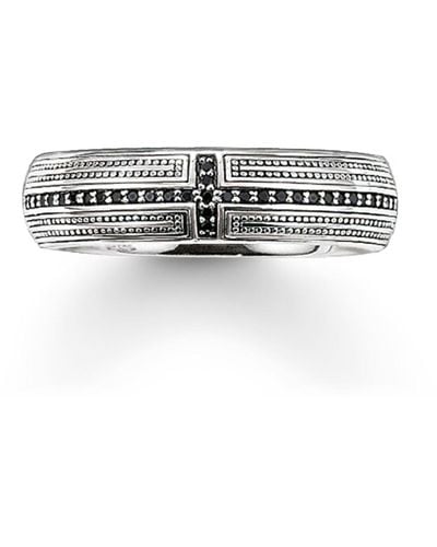 Thomas Sabo Bandring Kreuz Pavé 925 Sterlingsilber TR1943-051-11 - Schwarz