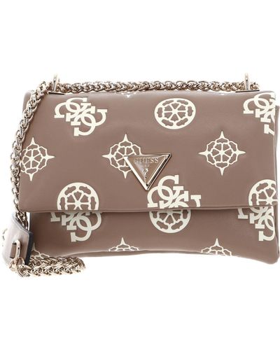 Guess Deesa Mini Convertible Xbody Flap Taupe Logo - Metallic