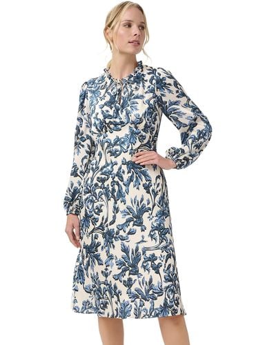 Adrianna Papell Scroll Printed Bias Dress - Blue