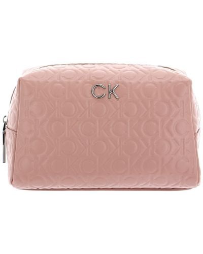 Calvin Klein Re-Lock Cosmetic Pouch EM Mono Cafe Au Lait - Pink