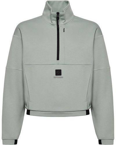 Superdry Tech kastiges Sweatshirt mit halblangem Reißverschluss Helles Jadegrün 40 - Grau