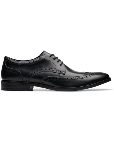 Clarks Brandon Limit Leather Shoes In Black Standard Fit Size 10.5