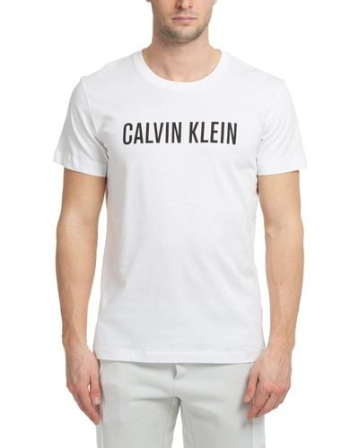 Calvin Klein CK t-Shirt ches Courtes col Rond avec Logo imprimé sur Le Devant Article KM0KM00836 Crew Neck Logo - Blanc