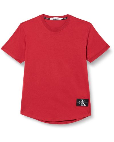 Calvin Klein Short-sleeve T-shirt Badge Turn Up Crew Neck - Red