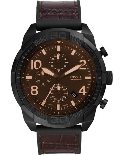 Fossil Bronson Chronograph Watch Fs5713 Black/brown/black One Size