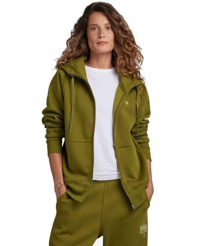 G-Star RAW Premium Core 2.1 Hooded Zip Thru Sweater Donna ,Verde scuro