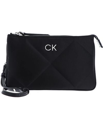 Calvin Klein Lock Quilt Crossbody - Satin Ck - Zwart