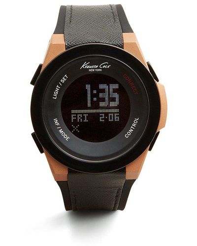 Kenneth Cole Erwachsene Digital Uhr mit Stoff Armband 10023867 - Schwarz