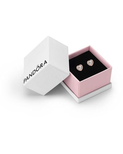 PANDORA Timeless 14k Rose Gold-plated Sparkling Elevated Heart Stud Earrings - Black