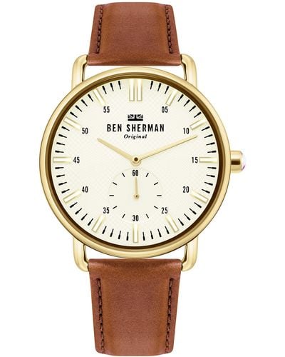 Ben Sherman S Analogue Classic Quartz Watch With Leather Strap Wb033tg - White