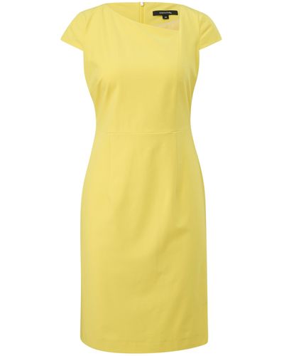 Comma, Kleid mit asymmetrischem Ausschnitt Zitrone 46 - Gelb
