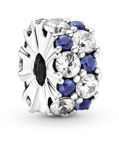 PANDORA Clip Silicio blu trasparente e lucido 799171C01 donna argento
